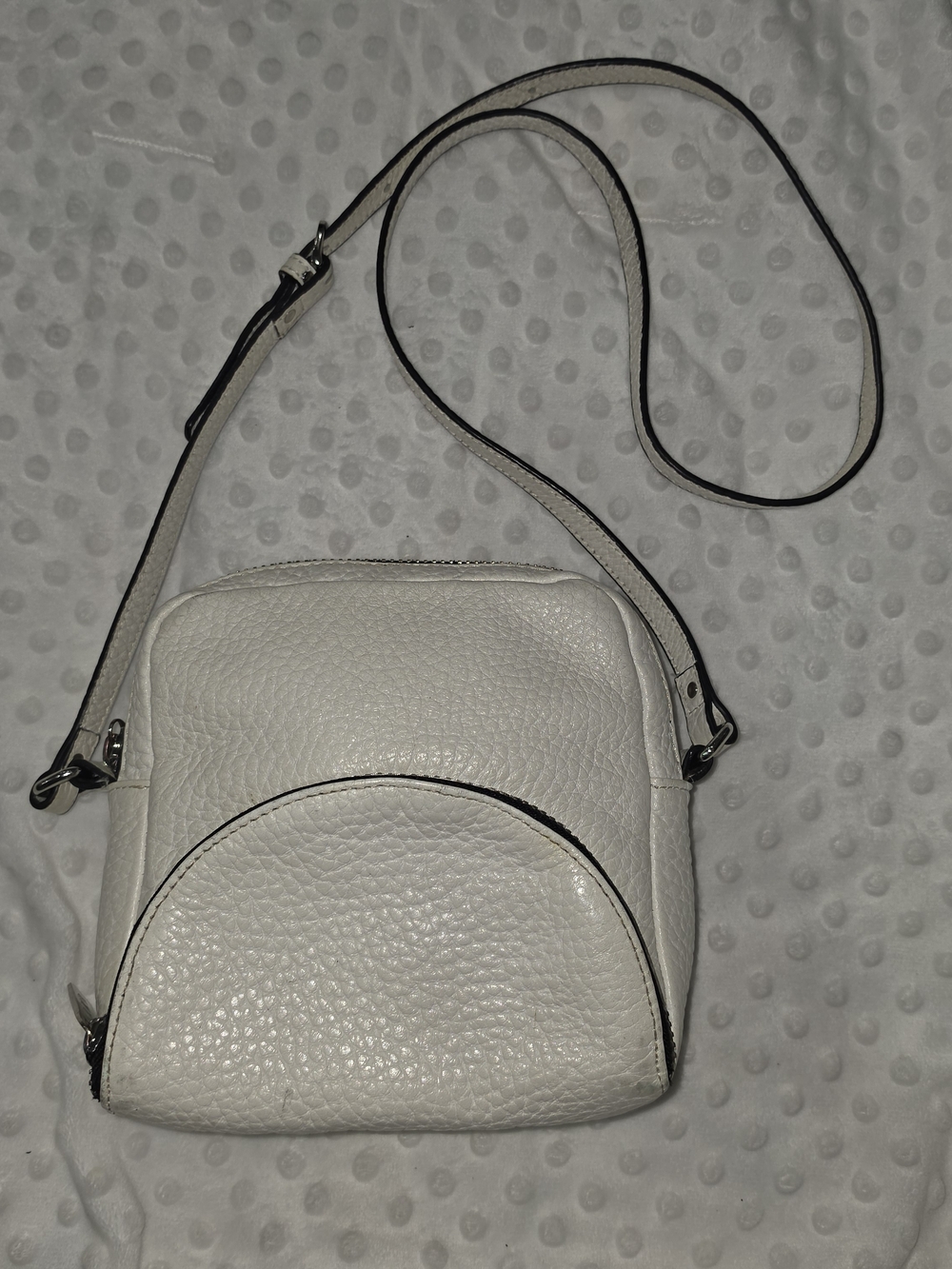 LAMB White Pebbled Leather Crossbody Bag